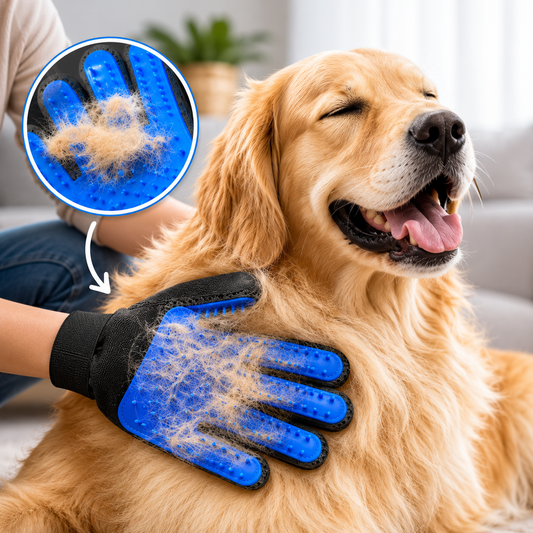 Deshedding Grooming Glove with Whistle